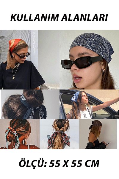 BAHELS Bandana de damă cu model zebră alb-negru 55x55