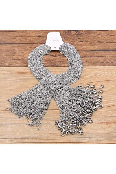 platin hediyelik 50 bucăți lanț de colier de culoare argintie, gata de utilizare, 45 cm + 5 cm