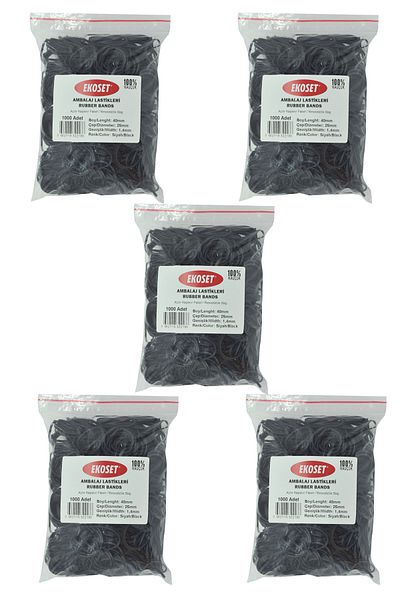 ekoset Black Pack Packaging Money Rubber 40mm 5,000 Pieces