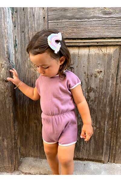 EYC BABY بدلة أطفال باللون الأرجواني مع خصر مطاطي