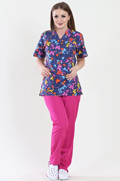 ModaCanel أزياء كانيل الخامس الرقبة ممرضة طبيب فراشة نمط جيرسي البدلة الطبية