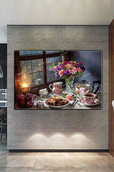 Morfil Sanat Atölyesi Tea Enjoyment Happiness Tea Decorative Cafes Cafes Special Decorative Canvas Painting