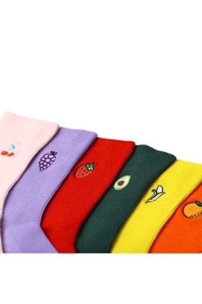 Colorcool Fruit Embroidered 6-Piece Colorful Women's Socks
