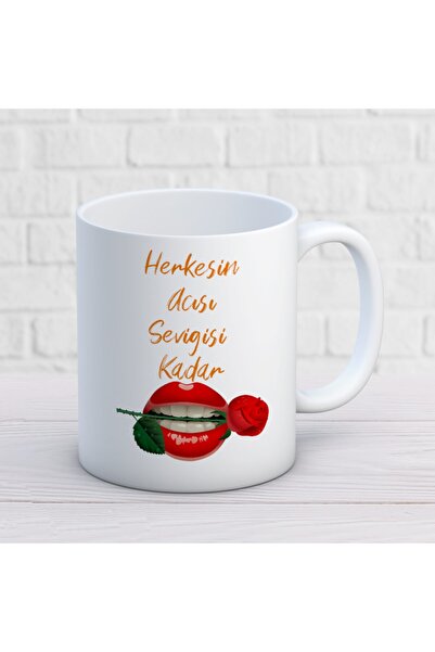 ART HEDİYE Two Sided Printed Mug as Much as Everyone's Pain Love
