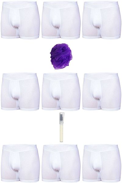Tutku Lycra Elastan White Ανδρικό Boxer Σετ 9 τεμαχίων + Άρωμα στυλό + Πανί
