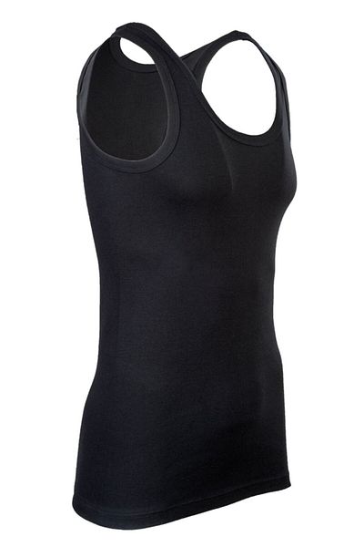BSM 2 Pack Men's Black Cotton High Quality Flexible Comfortable Ribbed Fabric Undershirt