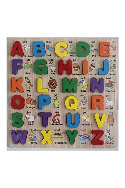 HAMAHA Hambag Ahşap Eğitici Ingilizce Alfabe Resimli Bul-tak Puzzle