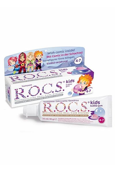 R.O.C.S. Rocs Kids 4 - 7 Years Old Toothpaste with Bubble Gum Taste 35 Ml
