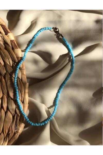 Lade المرأة قلادة من الخرز اللون الأزرق