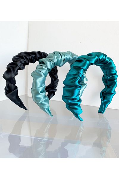 CSR AKSESUAR 3-Piece Gathered Satin Crown Set
