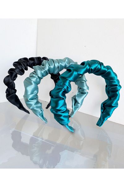 CSR AKSESUAR 3-Piece Gathered Satin Crown Set