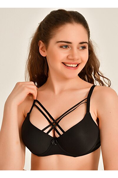 Liza Destekli Içi Dolgulu Çapraz Hortum Desenli Sütyen 1014