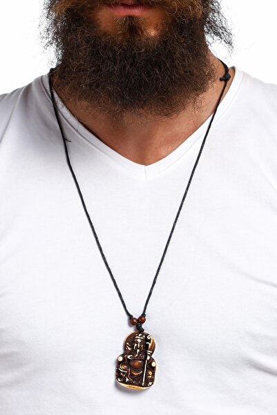 BIJUTERI بوذا المنجد تصميم النقش قابل للتعديل الرباط قلادة البني