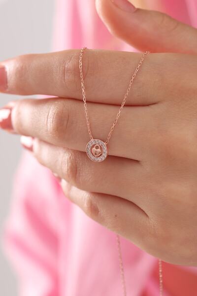 Bilsen Store Kadın 925 Ayar Gümüş Zincirli Rose Kaplama Kilitli Kalp Kolye