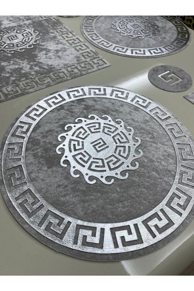 SEHARA 1 Runner/6 Τραπεζομάντηλα/19 Τεμάχια Βελούδο/Γκρι-ασημί