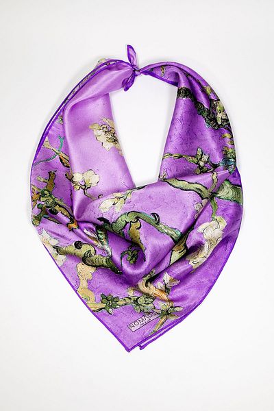 Lila Rosa Bandană eșarfă de mătase cu model Van Gogh