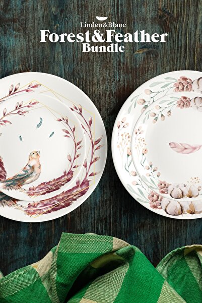 Linden Blanc Forest&feather Bundle 8'li Melamin Tabak Seti