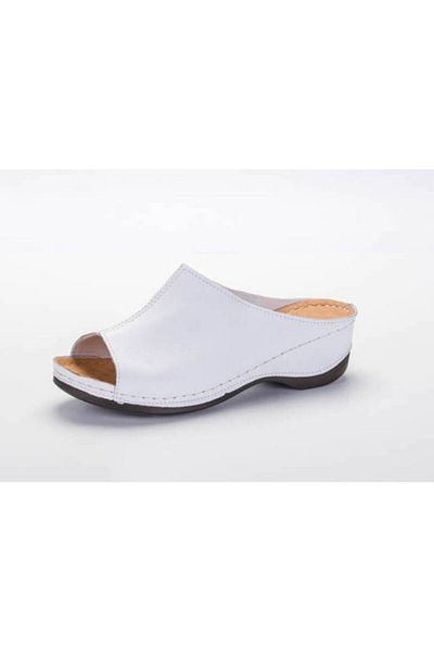 Beety 1303 Genuine Leather White Massage Sole Padding Women's Mother Slippers