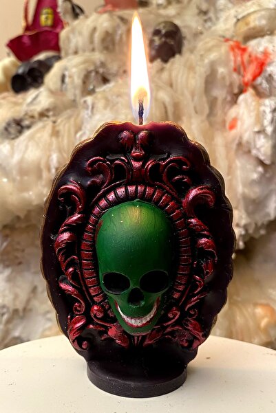 FANTASTİK SANAT ATÖLYESİ Dekoratif Hediyelik Kurukafa Christmas Mumu - Çikola...