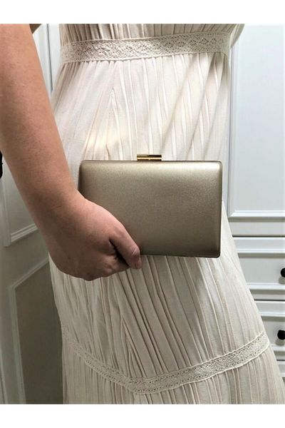 womenacs Geantă de seară din piele artificială bronz pentru femei