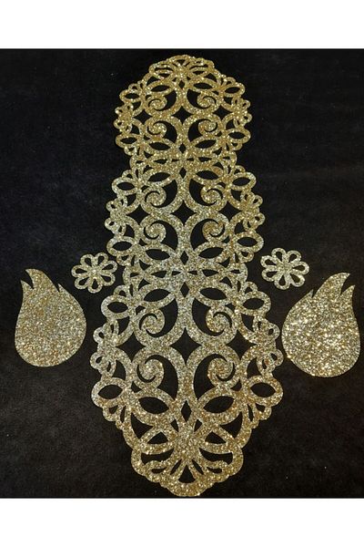 SEHARA Glittering Table Runner/(100X32CM)/2 τεμάχια φτερό, 2 τεμάχια λουλούδι φιγούρα δώρο/δεν πέφτει σκουπίδια
