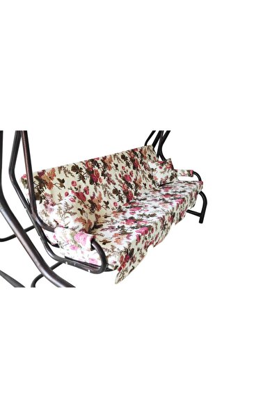 Vip Home Concept Süngerli Salıncak Minderi Kılıfı 3 Kişilik Kılıf Ingiliz Gülü Bahçe Minderi