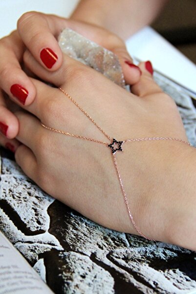 Argentum Concept 925 Ayar Gümüş Siyah Taşlı Rose Yıldız Şahmeran - B061301