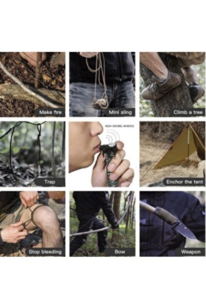 SPRENDA 20 Kritik Işlevli Hayatta Kalma Bilekliği Bıçaklı Pusulalı Ateş Başlatıcılı