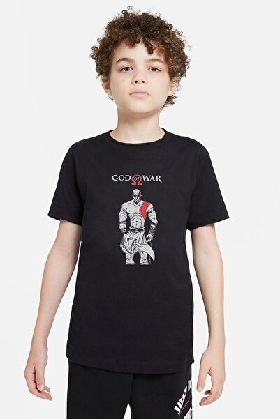 QIVI Unisex dečija crna majica God Of War Štampano