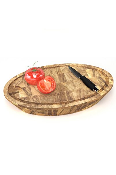 INTERBUILD REAL WOOD Interbuild Masif Meşe End Grain,samurai Oval Doğrama Kas...