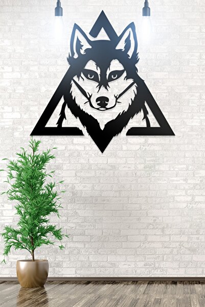 AHWALL Διακοσμητικό Ξύλινο Τραπέζι με Φιγούρες Λυκολύκου και Τριγώνου