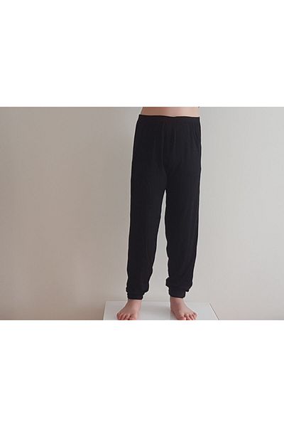 MAYSSTORE Pantaloni de pijama pentru copii cu manșete din viscoană neagră