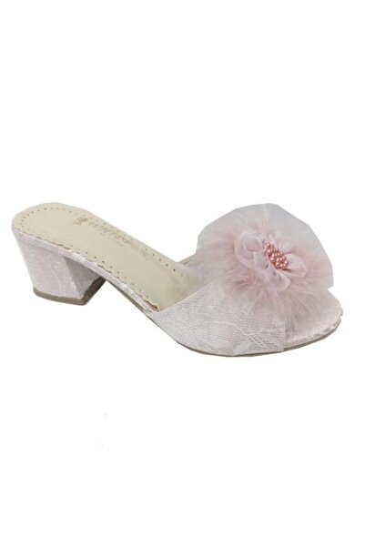 Whipper 1301 Κεντημένες γυναικείες παντόφλες με χοντρό τακούνι και τρίχες