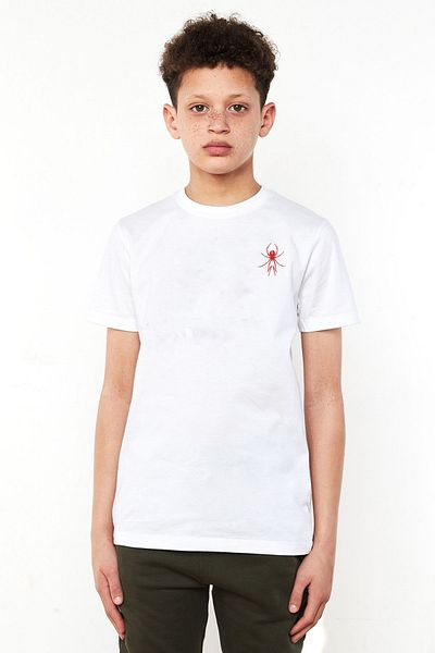 QIVI Tricou cu imprimeu unisex pentru copii, alb, roșu, păianjen roșu