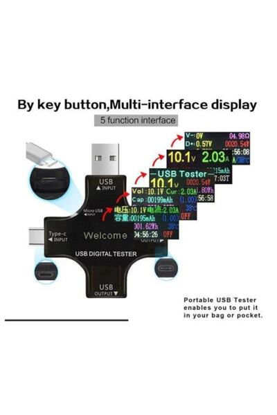 Anunnaki Usb 3.0 Type-c Dc Dijital Volt-ampermetre Gerilim Akım Ölçüm Aleti