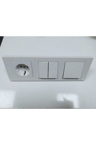OVİVO Grounded Socket + Commutator + Switch + Triple Frame