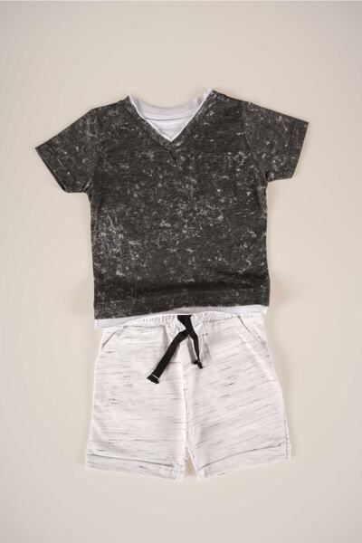 MİNİKO KİDS طقم شورت للأطفال الرضع مكون من قطعتين مع موديل جيب للموسم الجديد