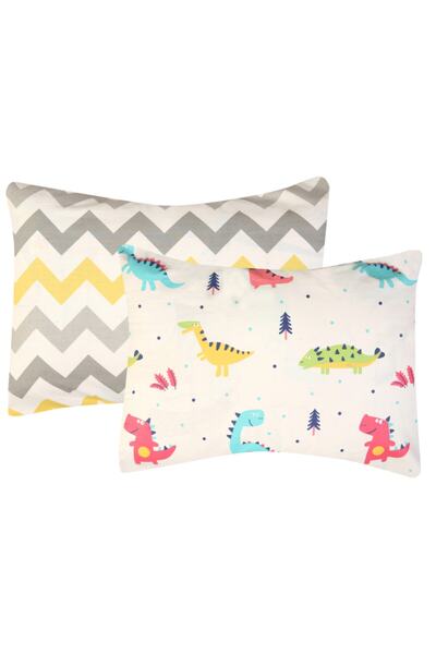 Bebek Yastık Kılıfı 2'li Set Ejderha+zigzag 2 Farklı Desen 35x45 Cm