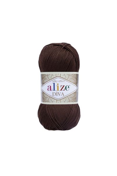 Alize Diva 26 Dark Brown Color Hand Knitting Yarn - 5 Pieces
