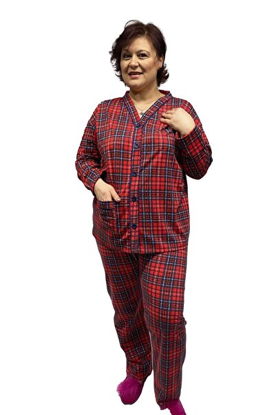 Seventy Star Жіночий червоний картатий піжамний комплект великого розміру з ґ...