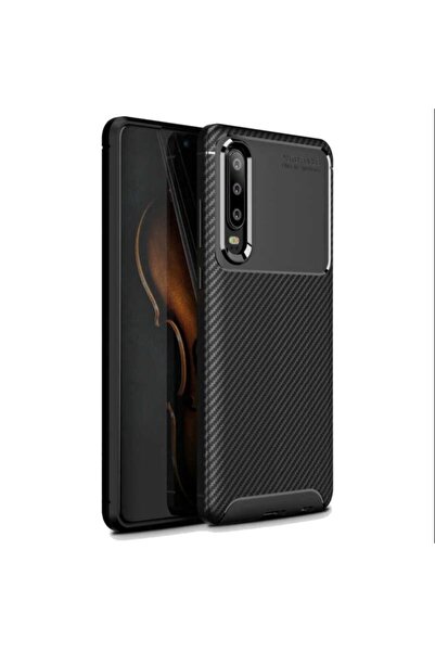 Kupa Huawei P30 Kılıf Kamera Korumalı Esnek Slim Fit Karbon Görünüm Silikon K...