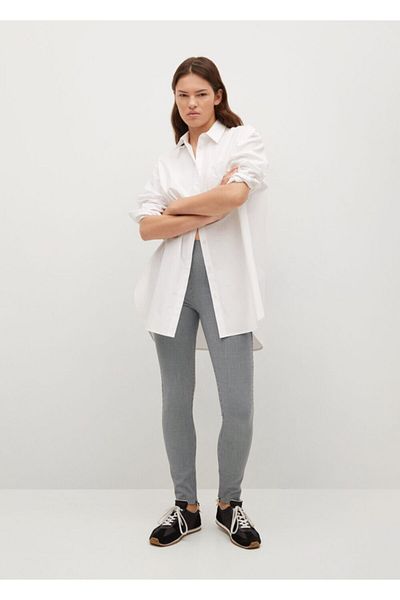 MANGO Woman Women's Ecru Cotton Zippered Tights