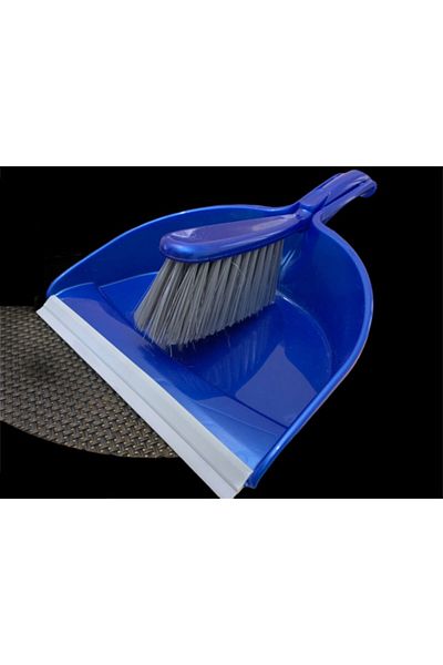 RENK YAPI RÜYASI Blue Color Dustpan Set Hand Brush Shovel Large Handy Deep Bowl Broom Plastic
