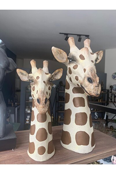 saksı deposu Zürafa 2'li Set Heykeli