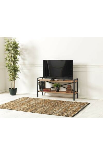 Ahşap Center Metal Tv Ünitesi - Atlantik Çam
