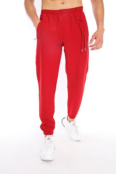 Need Men's Red Pocket Zippered Lanyard Detailed Jogger Sweatpants
