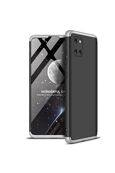 Nezih Case Samsung Galaxy Note 10 Lite (A81) Compatible 360 Full Protection 3 Piece Slim Hard Silicone Case Black/Gray