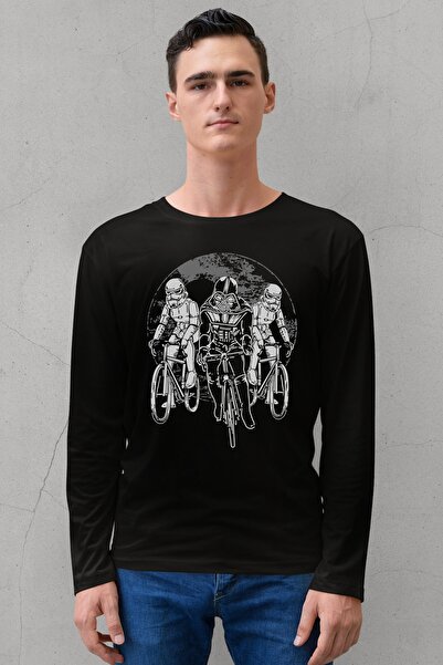 ROCKANDROLL Tricou Black Star Bikers pentru bărbați, cu mânecă lungă, din bum...