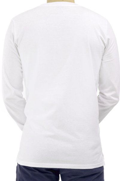 ROCKANDROLL Meraklı Beyaz Bisiklet Yaka Uzun Kollu Penye Erkek T-shirt