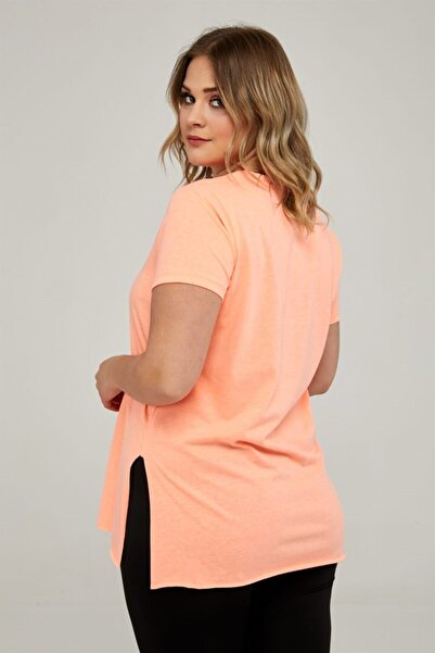 Seamoda Βασικό μπλουζάκι με στρογγυλή λαιμόκοψη-νέον πορτοκαλί